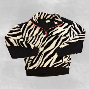 Rag & Bone Zebra Half Zip Sherpa Pullover Jacket Black White Size Small
